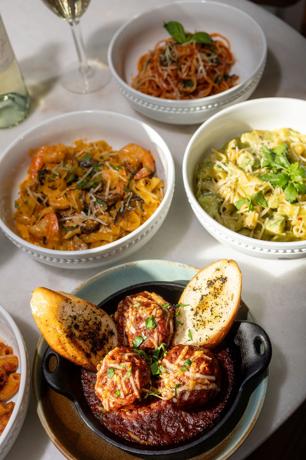 Close-up of meatballs and pasta